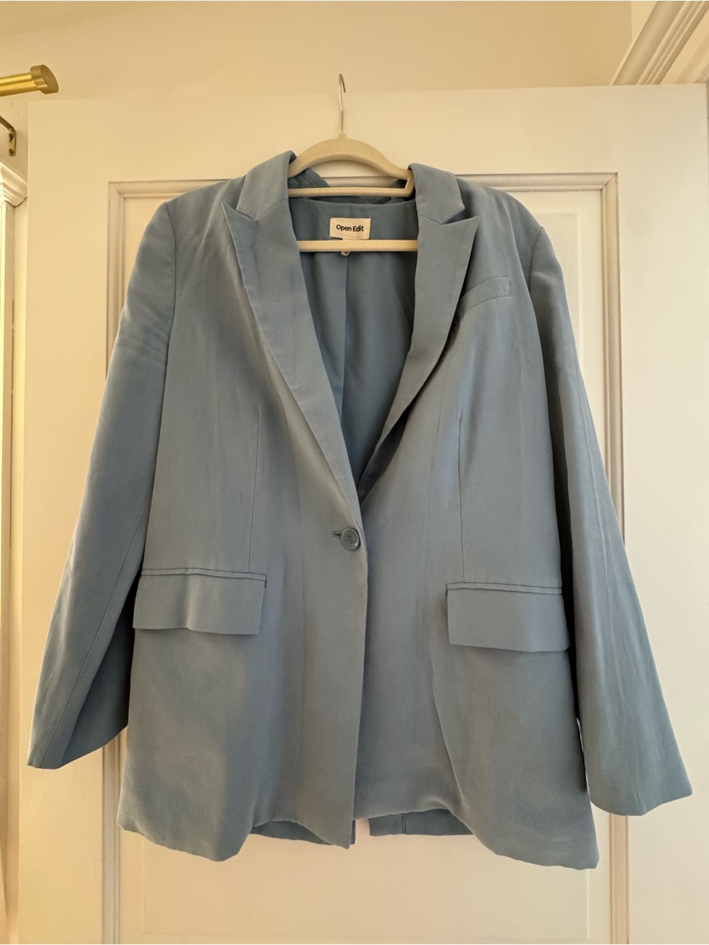 Open Edit Women's Dusty Blue Single-Button Blazer